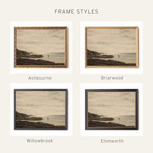 Coastal Landscape Painting | Framed Seascape Wall Art | Neutral Ocean Decor | N16