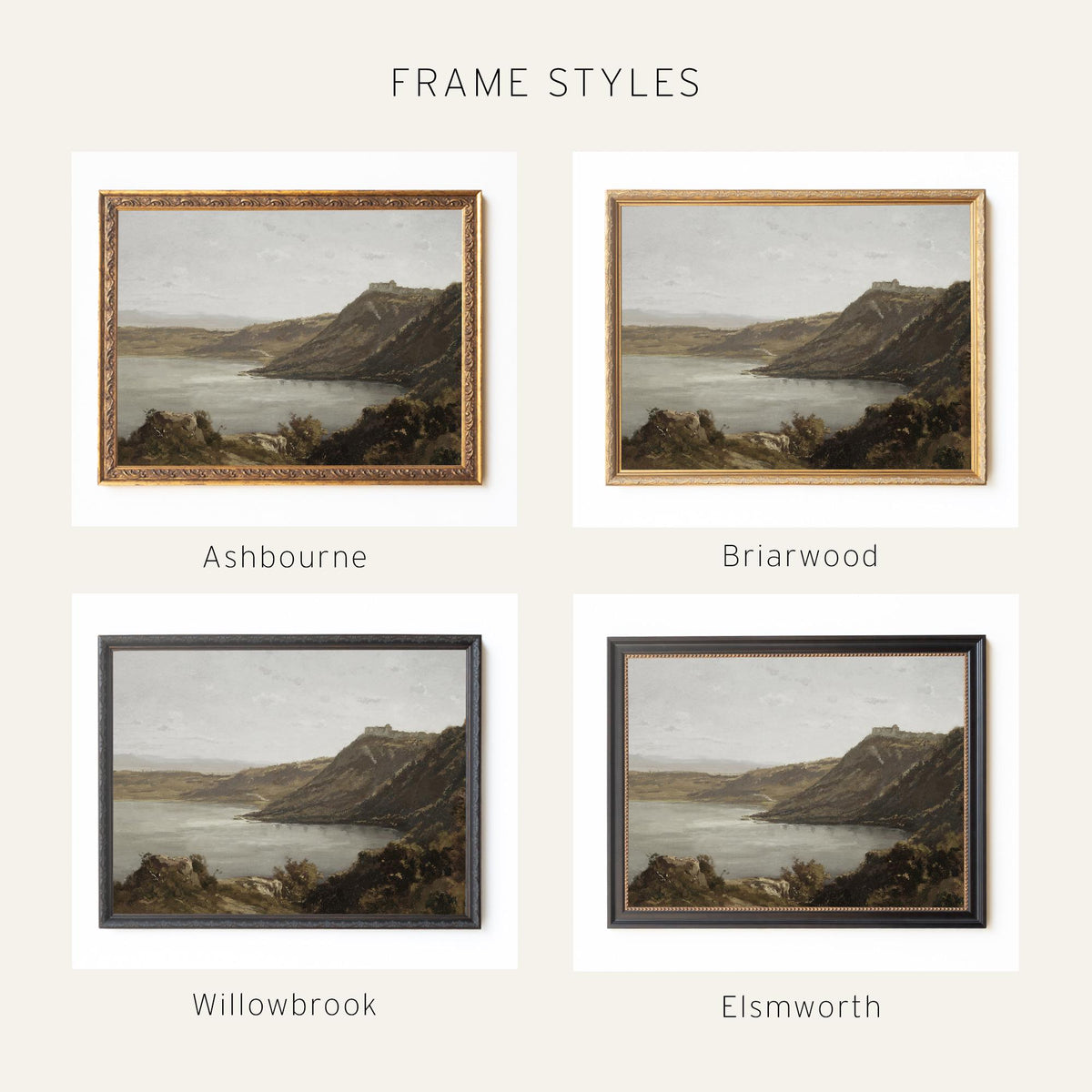 Vintage Coastal Art | Gold Framed Landscape Painting | N36