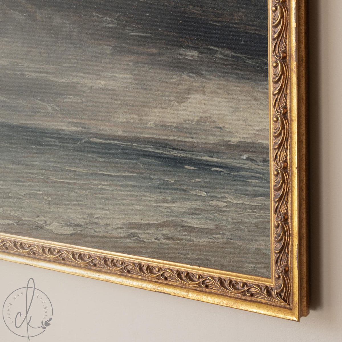 Stormy Ocean Painting | Large Coastal Wall Art | Framed Seascape for Living Room | N18