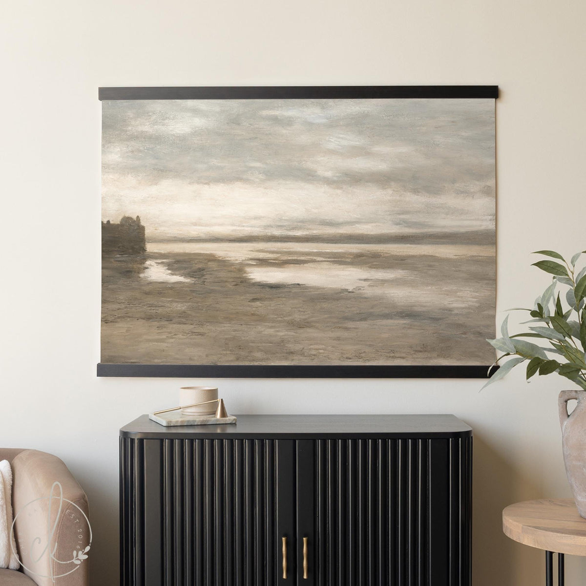 Christian Home Decor | Large Seascape Scripture Wall Art | Bible Verse Canvas Romans 8:39 | T120