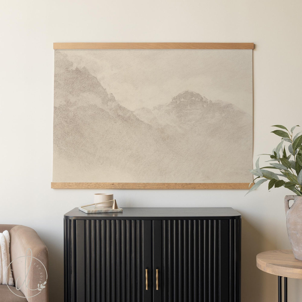 Christian Canvas Wall Art | Psalm 121 Mountain Landscape | Large Scripture Tapestry | T121