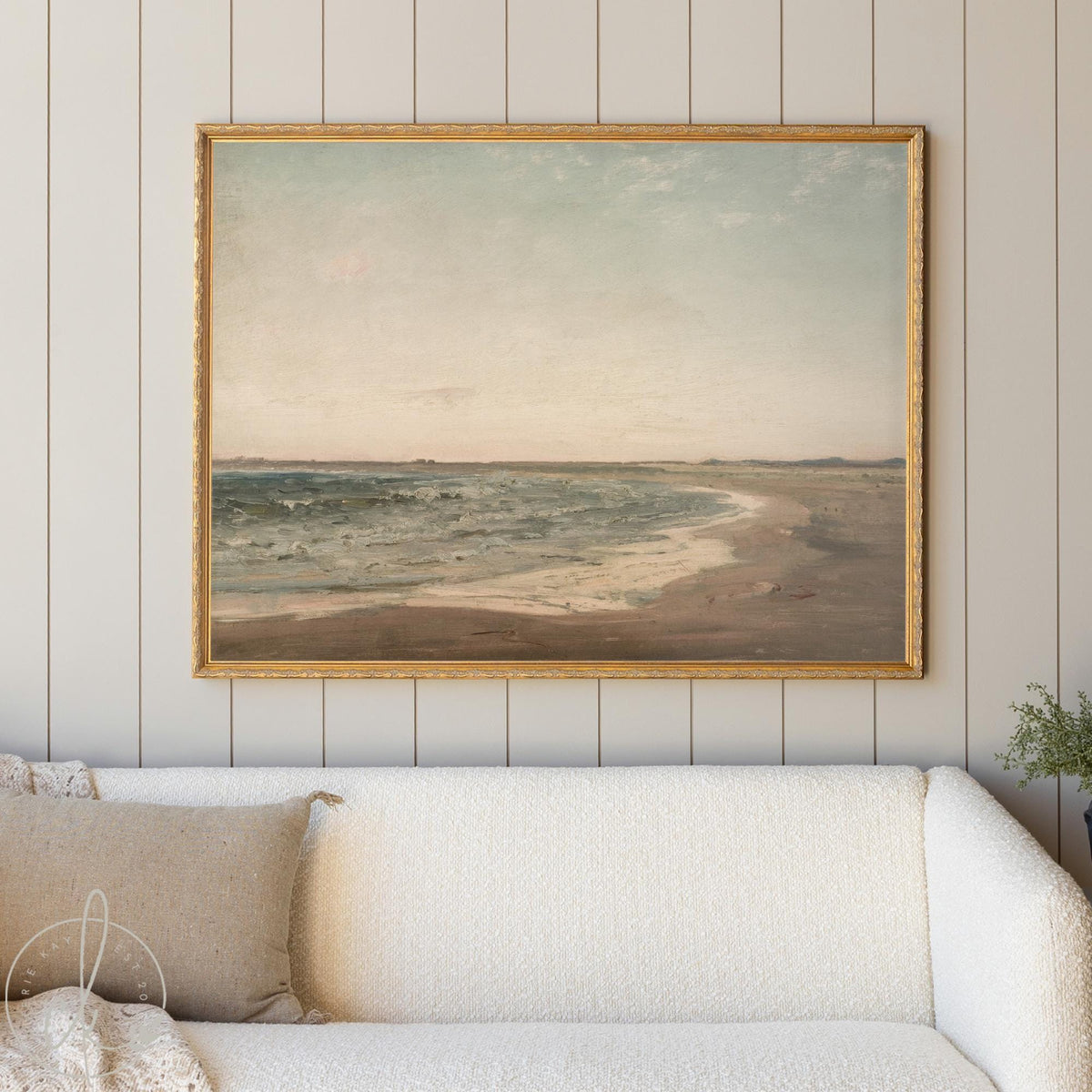 Beach Landscape Painting | Isaiah 43:2 Scripture Wall Art | N20