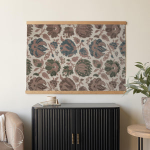 Vintage Floral Art | Large Canvas Fabric Wall Hanging | Botanical Textile Home Decor | T123