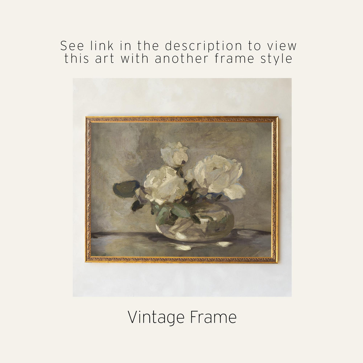 White Flower Wall Art | Framed Floral Painting on Canvas | N195