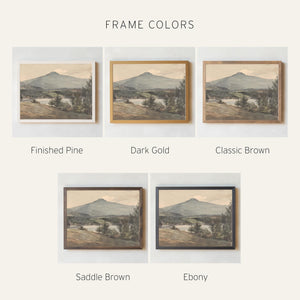 Vintage Mountain Art | Framed Landscape Wall Art | Neutral Living Room Decor | N33