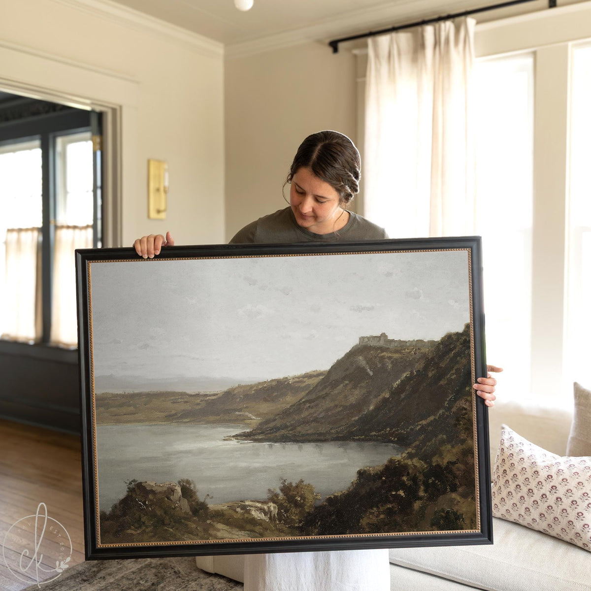 Vintage Coastal Art | Gold Framed Landscape Painting | N36