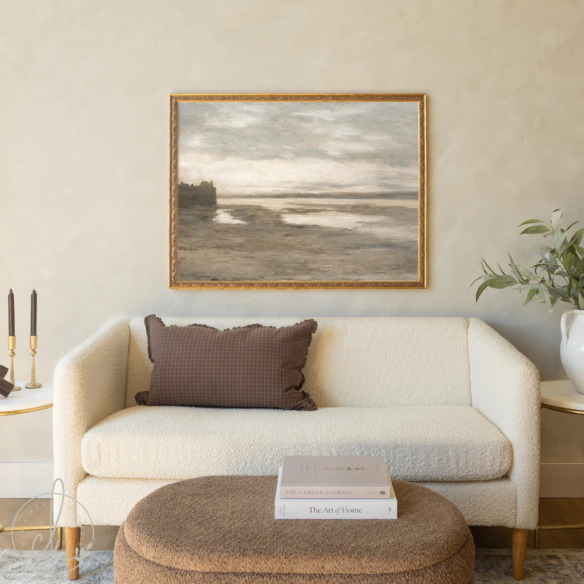 Christian Home Decor | Romans 8:39 Coastal Wall Art | Vintage Gold Framed | N37