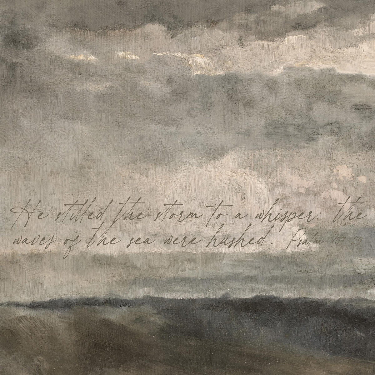 Moody Landscape Art | Psalm 107:29 Scripture Tapestry | Ocean Wall Art | T118