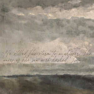 Moody Landscape Art | Psalm 107:29 Scripture Tapestry | Ocean Wall Art | T118