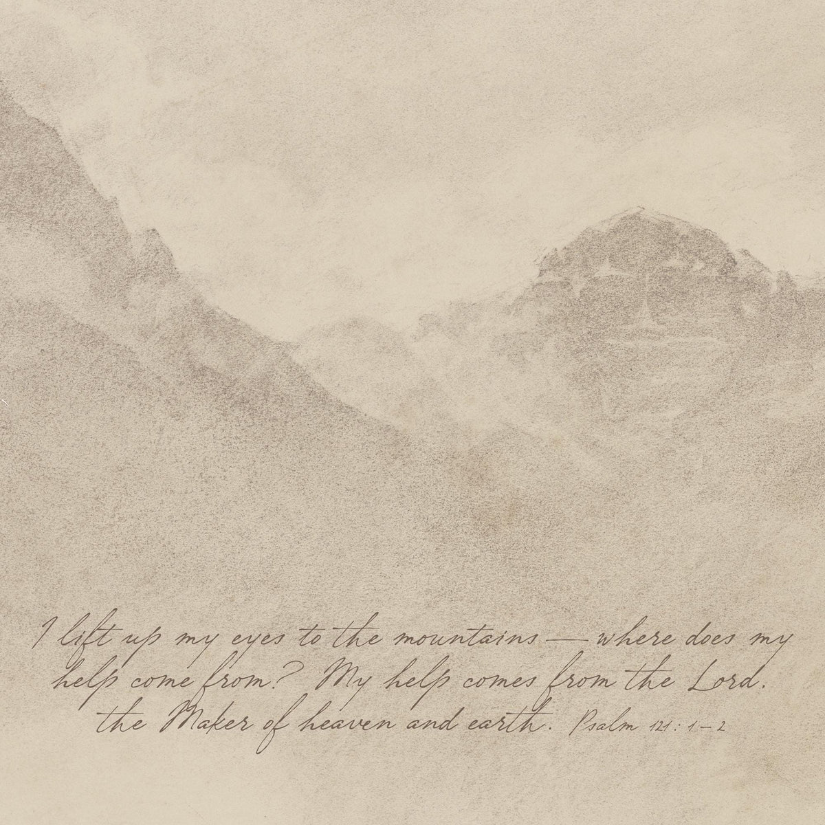 Christian Canvas Wall Art | Psalm 121 Mountain Landscape | Large Scripture Tapestry | T121