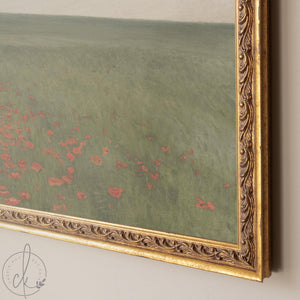Poppy Field Painting | Large Wall Art | Vintage Landscape Art | N39