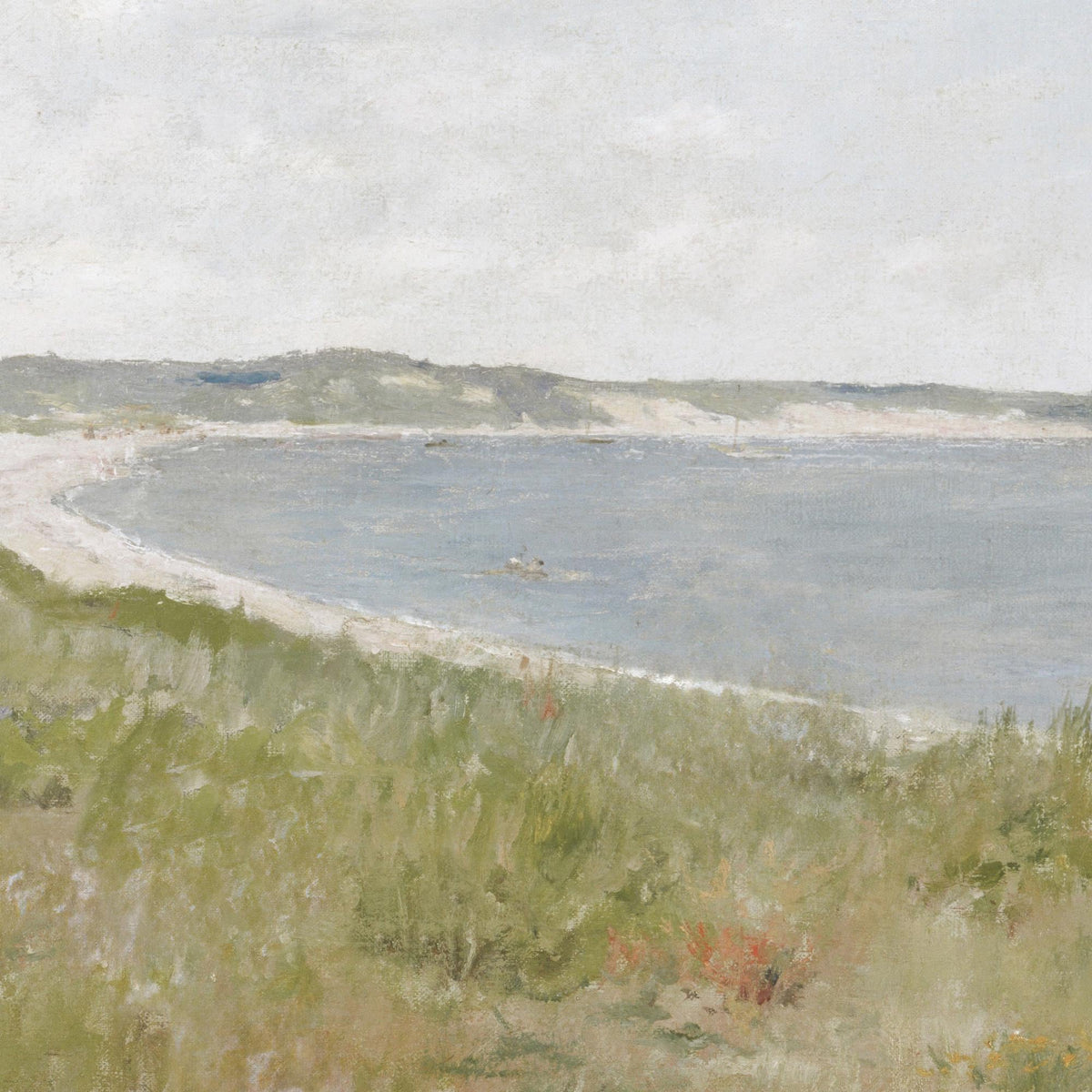 Vintage Coastal Wall Art | Framed Gold Seaside Painting | Impressionist Landscape | N31