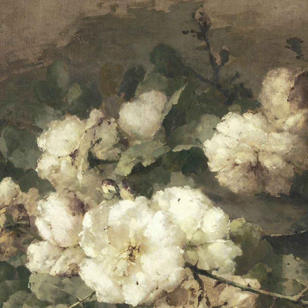 White Flower Painting | Vintage Floral Wall Art | N2