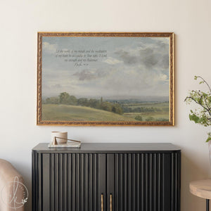 Framed Landscape Wall Art | Psalm 19:14 Bible Verse | Christian Home Decor | N93