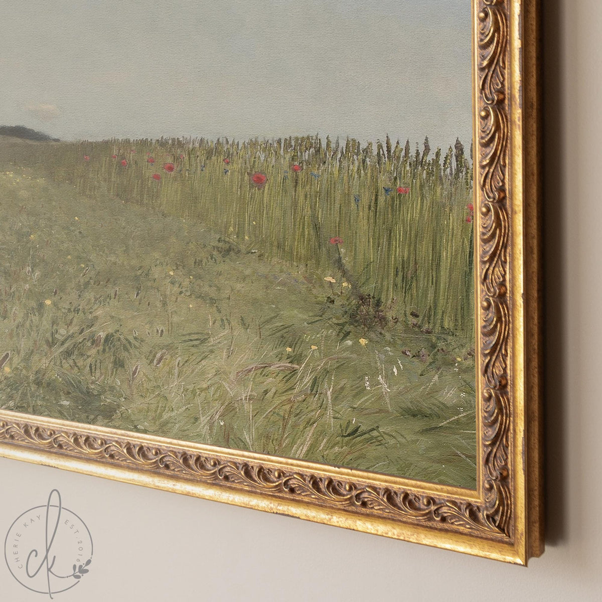 Framed Landscape Art | Countryside Meadow Painting | Large Nature Wall Decor | N95