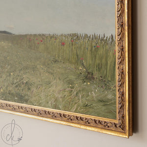 Framed Landscape Art | Countryside Meadow Painting | Large Nature Wall Decor | N95