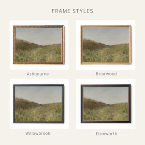 Framed Landscape Art | Countryside Meadow Painting | Large Nature Wall Decor | N95