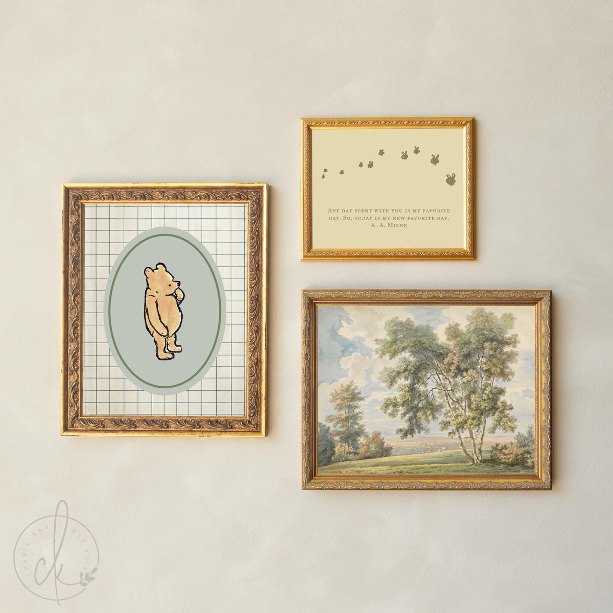 Winnie the Pooh Wall Decor | Vintage Nursery Gallery Wall Art Set | Framed Storybook Prints | G26