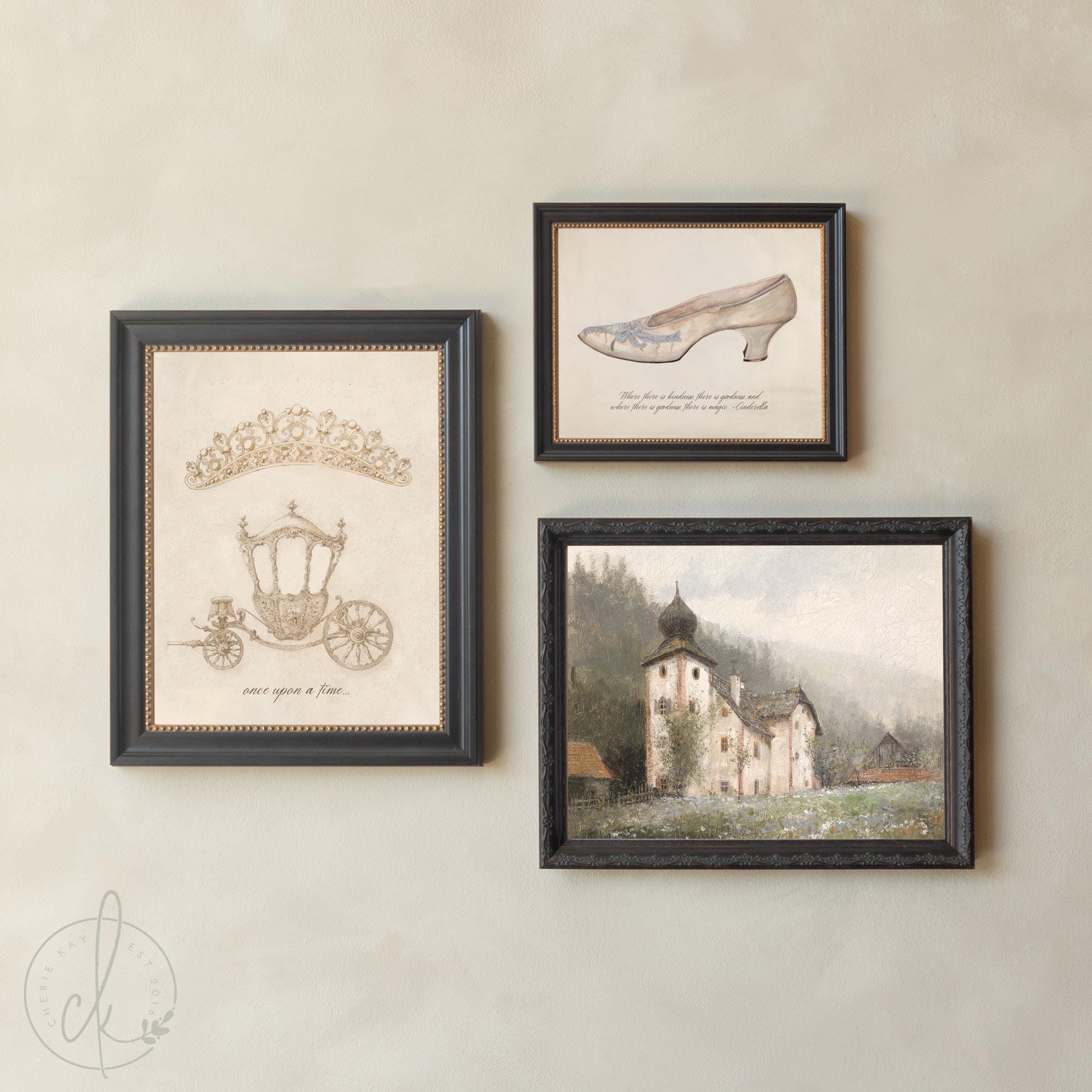 Princess Nursery Wall Art Set | Vintage Fairytale Gallery Decor