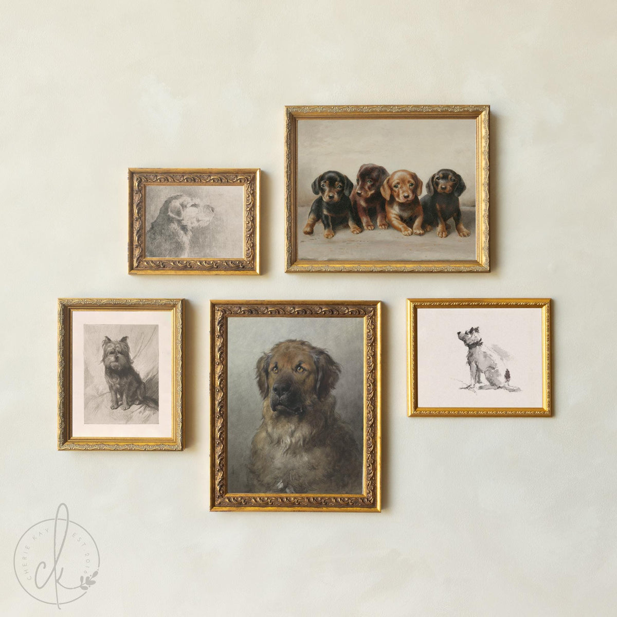 Dog Gallery Wall | Vintage Dog Art Set | Nursery Wall Decor | G44