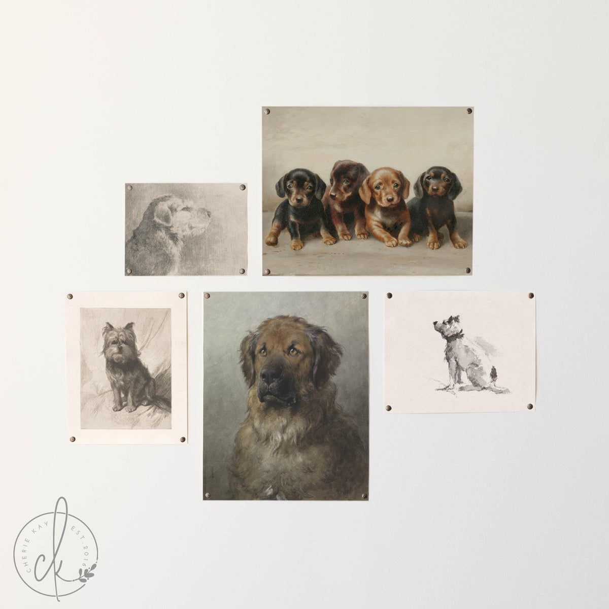 Dog Gallery Wall | Vintage Dog Art Set | Nursery Wall Decor | G44