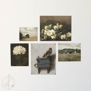 Gold Frame Gallery Wall | Vintage Framed Prints Set | Classic Floral & Landscape Wall Art | G9