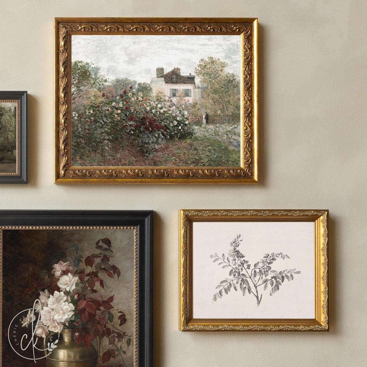 Vintage Floral Wall Art | Framed Flower Prints Gallery Set | Botanical Wall Decor | G16