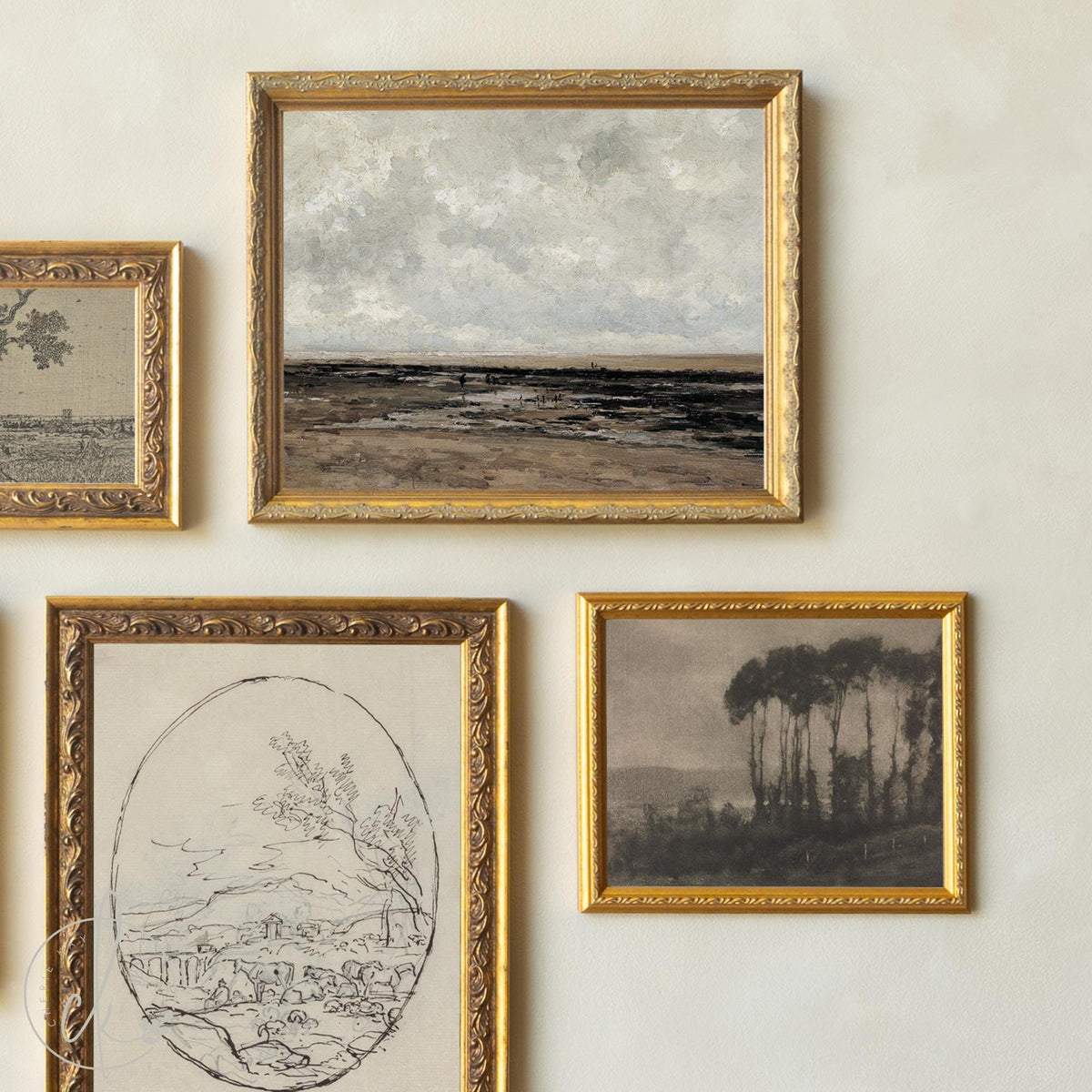 Vintage Art Prints | Framed Gallery Wall Set | Neutral Landscape Wall Decor | G17