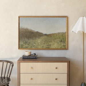 Framed Landscape Art | Countryside Meadow Painting | Large Nature Wall Decor | N95