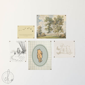 Winnie the Pooh Wall Decor | Vintage Nursery Gallery Wall Art Set | Framed Storybook Prints | G26