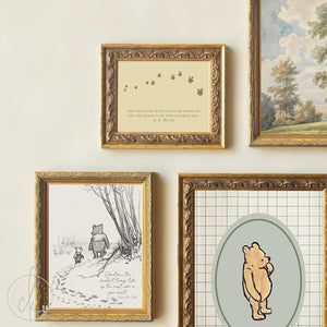 Winnie the Pooh Wall Decor | Vintage Nursery Gallery Wall Art Set | Framed Storybook Prints | G26