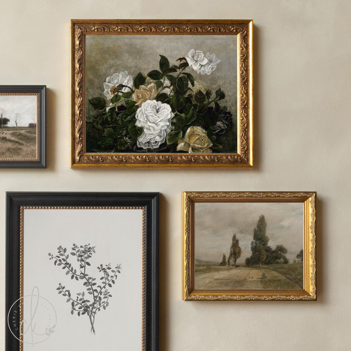 Vintage Gallery Wall Set | Framed Botanical & Floral Wall Art | Neutral Living Room Decor | G1