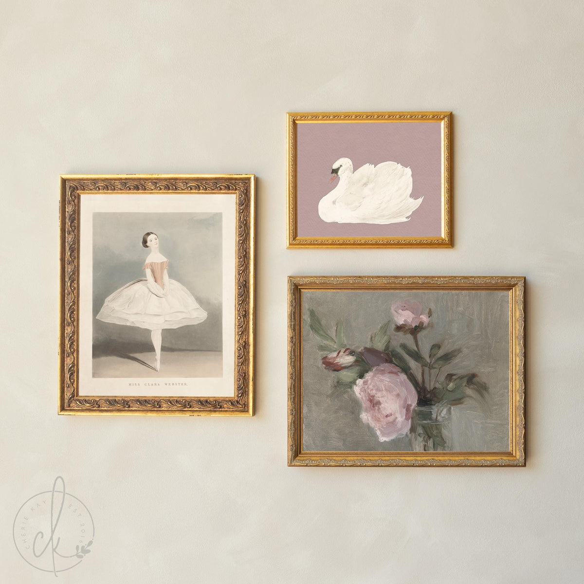 Vintage Nursery Wall Art | Botanical, Swan & Ballerina Gallery Set | Girl Nursery Wall Decor | G28