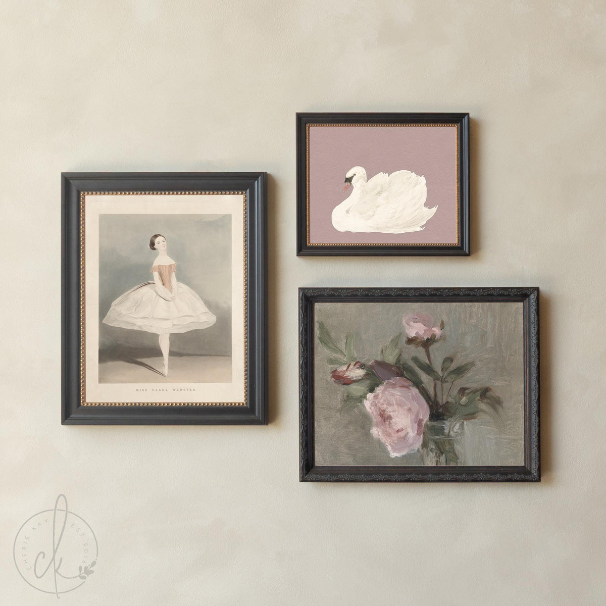 Vintage Nursery Wall Art | Botanical, Swan & Ballerina Gallery Set | Girl Nursery Wall Decor | G28