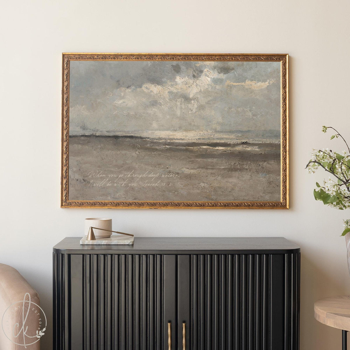 Bible Verse Wall Art | Framed Coastal Painting | Christian Home Decor | N68