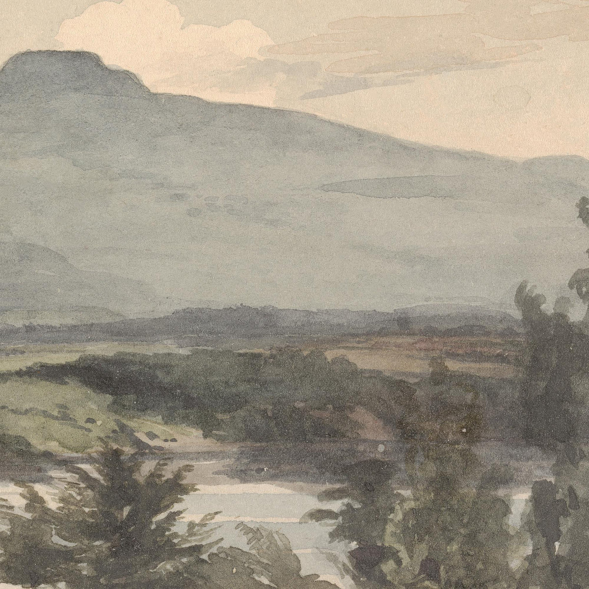 Vintage Mountain Painting | Framed Landscape Wall Art | Gold Frame Home Decor | N33