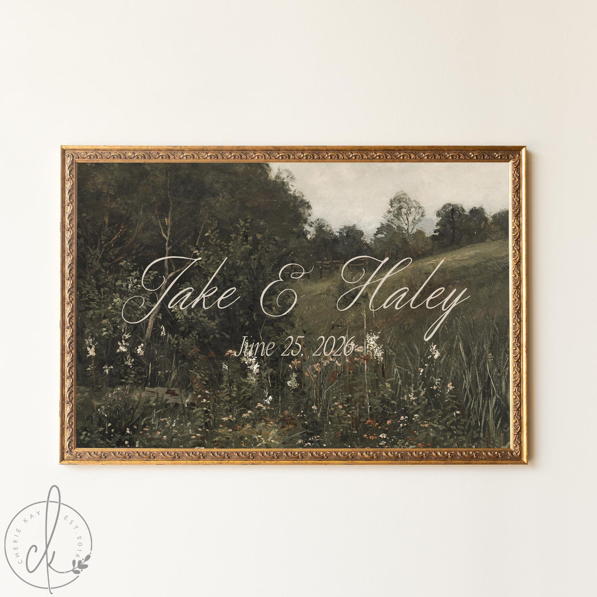 Vintage Wedding Sign | Personalized Gold Frame Welcome Sign | Custom Wedding Decor | N207