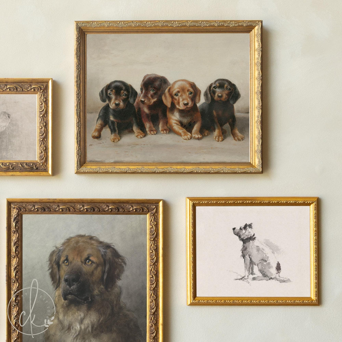 Dog Gallery Wall | Vintage Dog Art Set | Nursery Wall Decor | G44