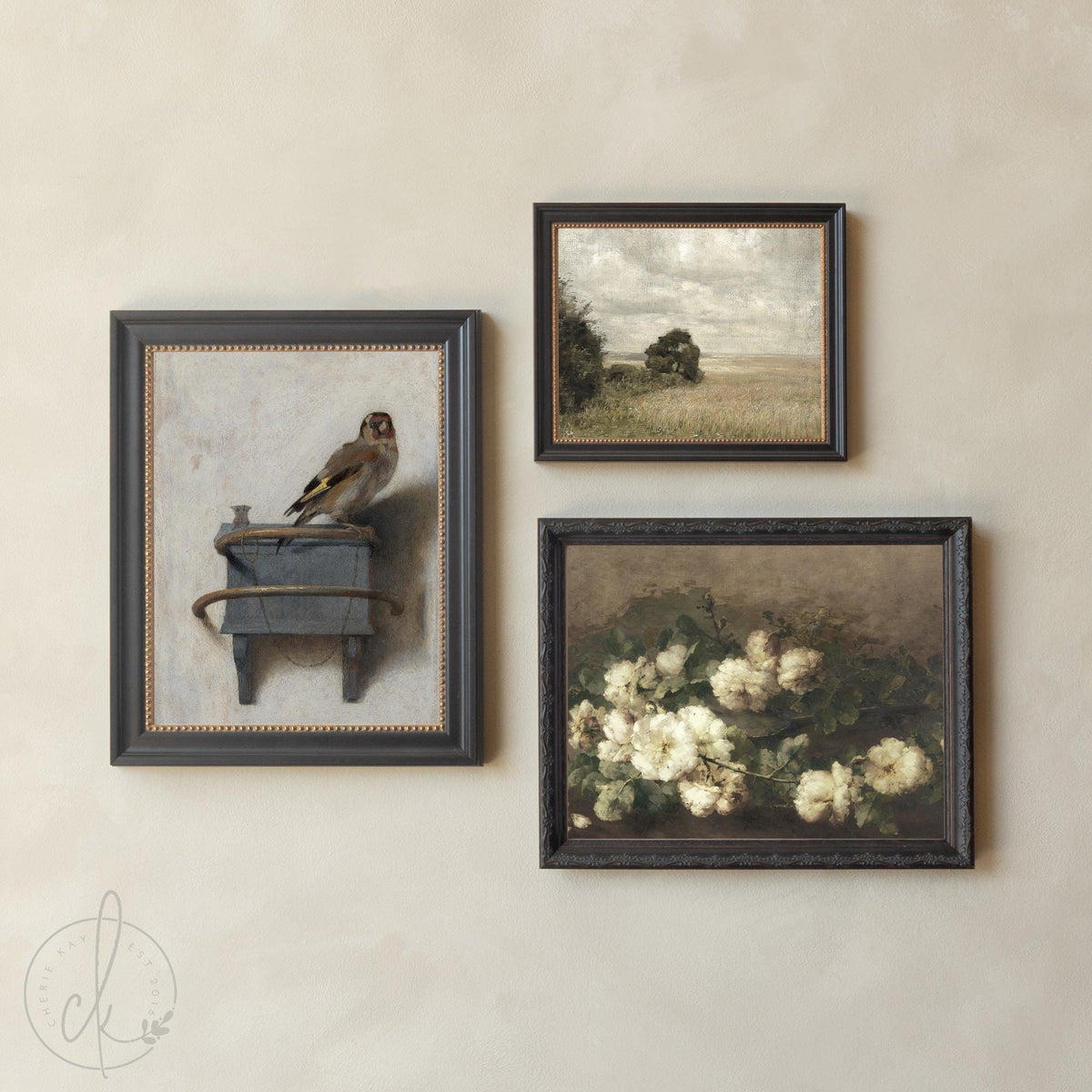 Gold Frame Gallery Wall | Vintage Framed Prints Set | Classic Floral & Landscape Wall Art | G9