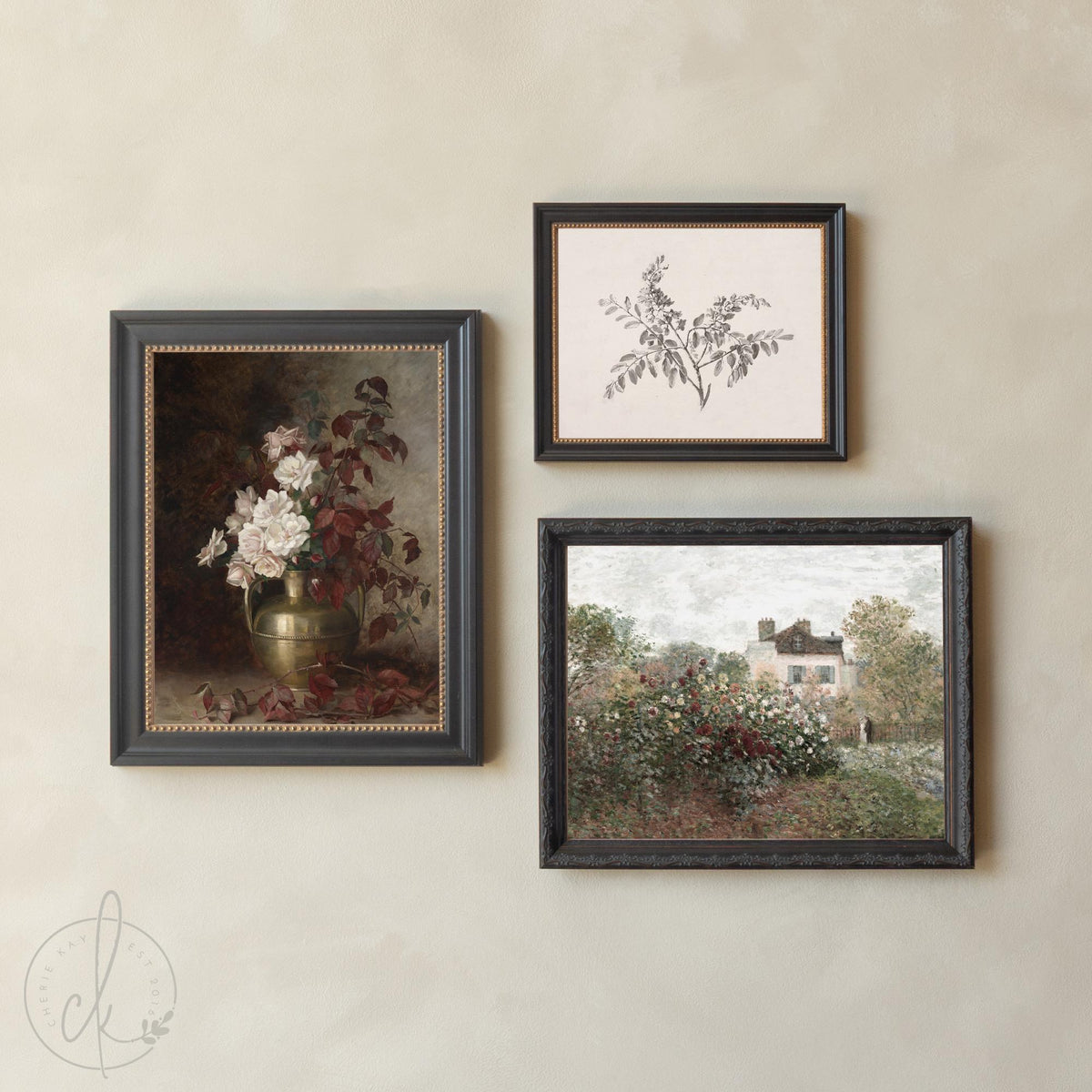 Vintage Floral Wall Art | Framed Flower Prints Gallery Set | Botanical Wall Decor | G16