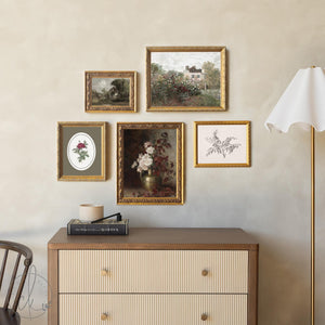 Vintage Floral Wall Art | Framed Flower Prints Gallery Set | Botanical Wall Decor | G16