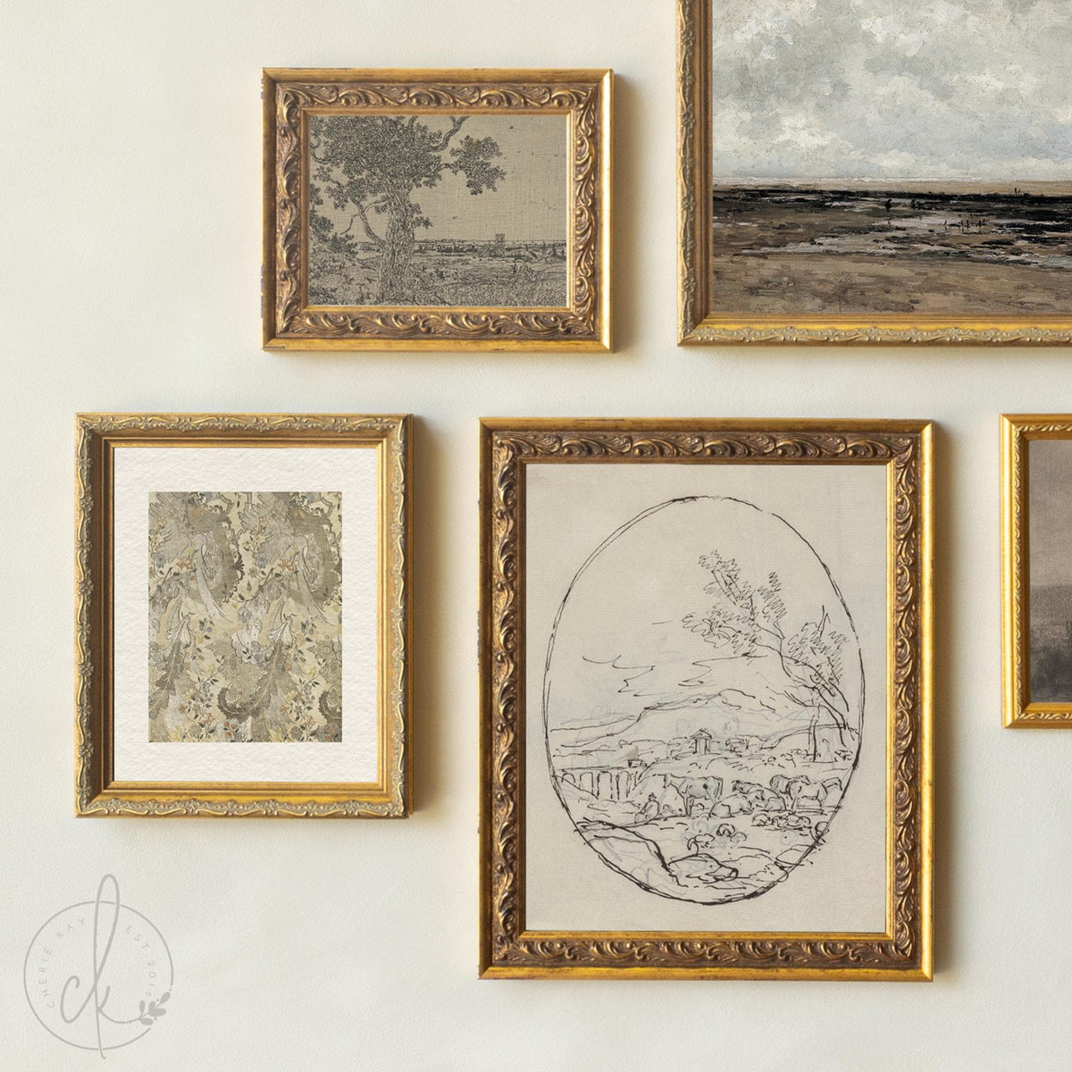 Vintage Art Prints | Framed Gallery Wall Set | Neutral Landscape Wall Decor | G17