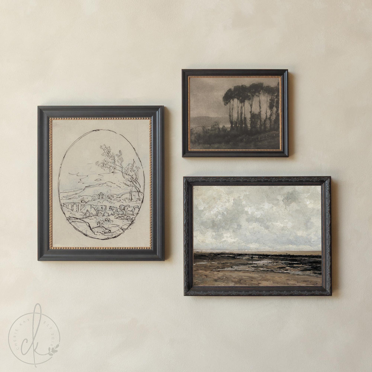 Vintage Art Prints | Framed Gallery Wall Set | Neutral Landscape Wall Decor | G17