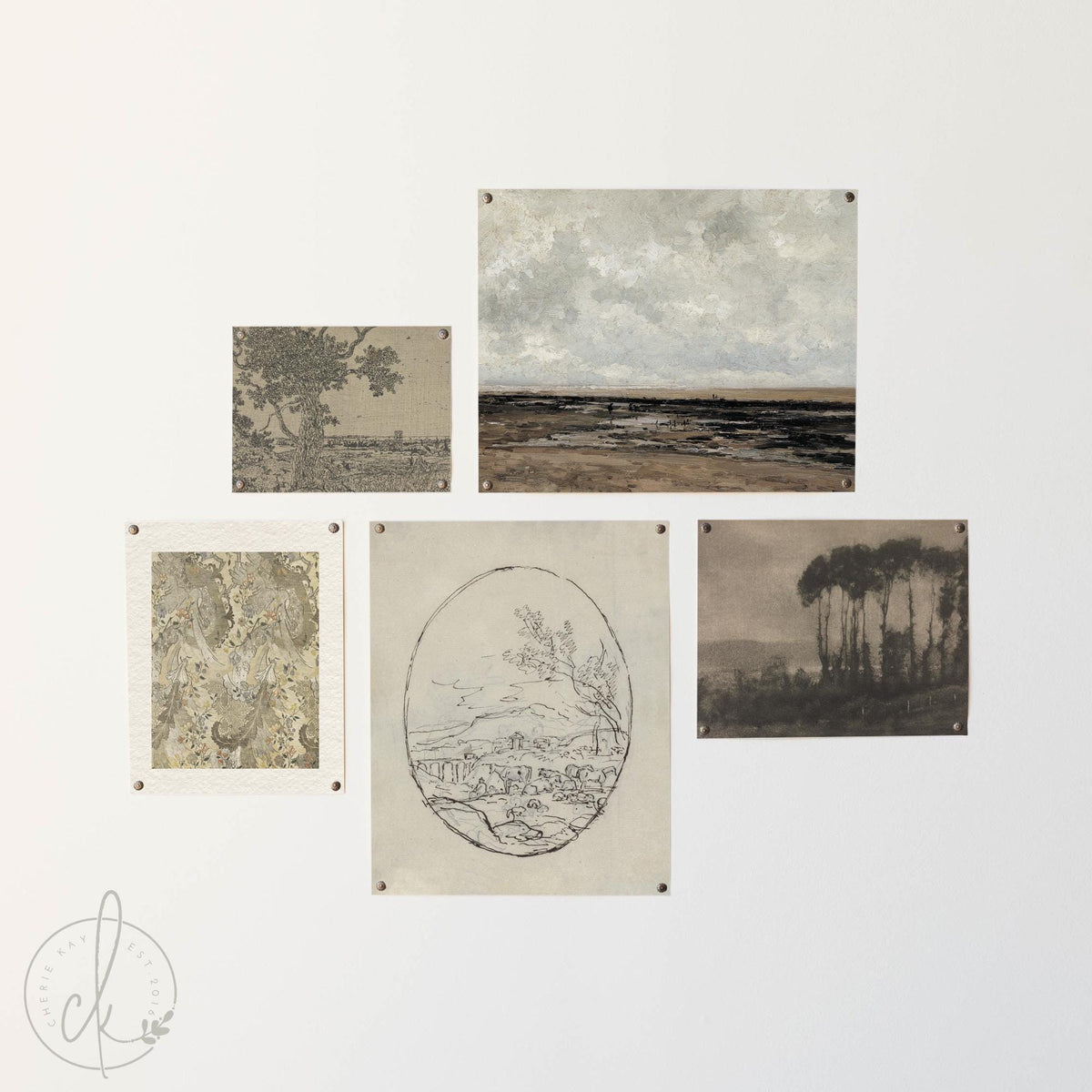 Vintage Art Prints | Framed Gallery Wall Set | Neutral Landscape Wall Decor | G17
