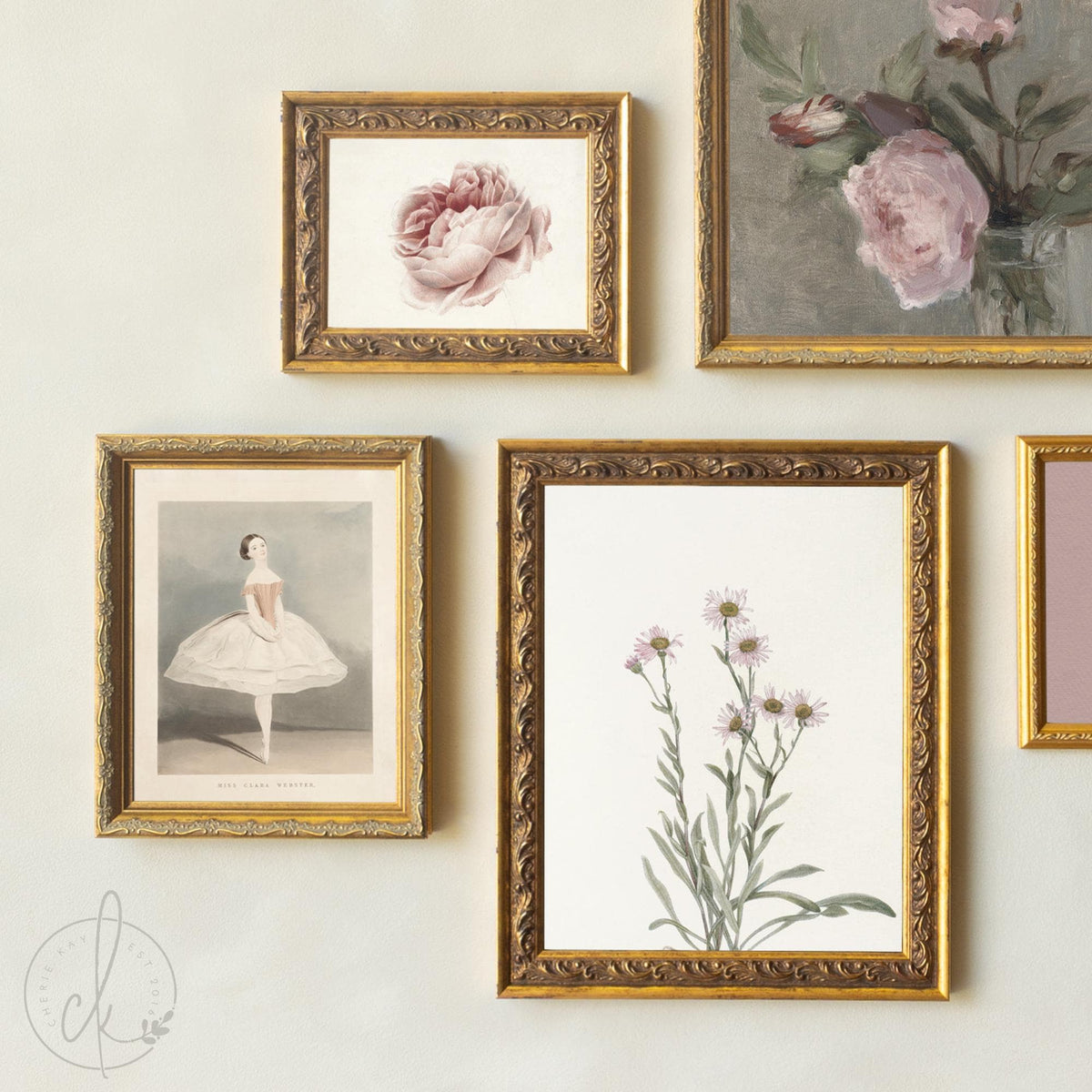 Vintage Nursery Wall Art | Botanical, Swan & Ballerina Gallery Set | Girl Nursery Wall Decor | G28