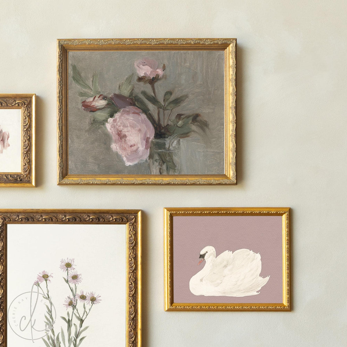 Vintage Nursery Wall Art | Botanical, Swan & Ballerina Gallery Set | Girl Nursery Wall Decor | G28