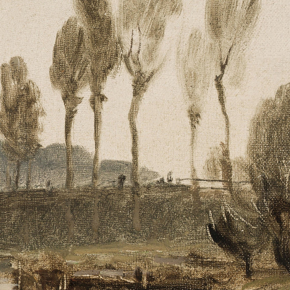 Framed Wall Art Living Room | Vintage River Landscape in Ornate Gold Frame | Large Antique Wall Decor | N66