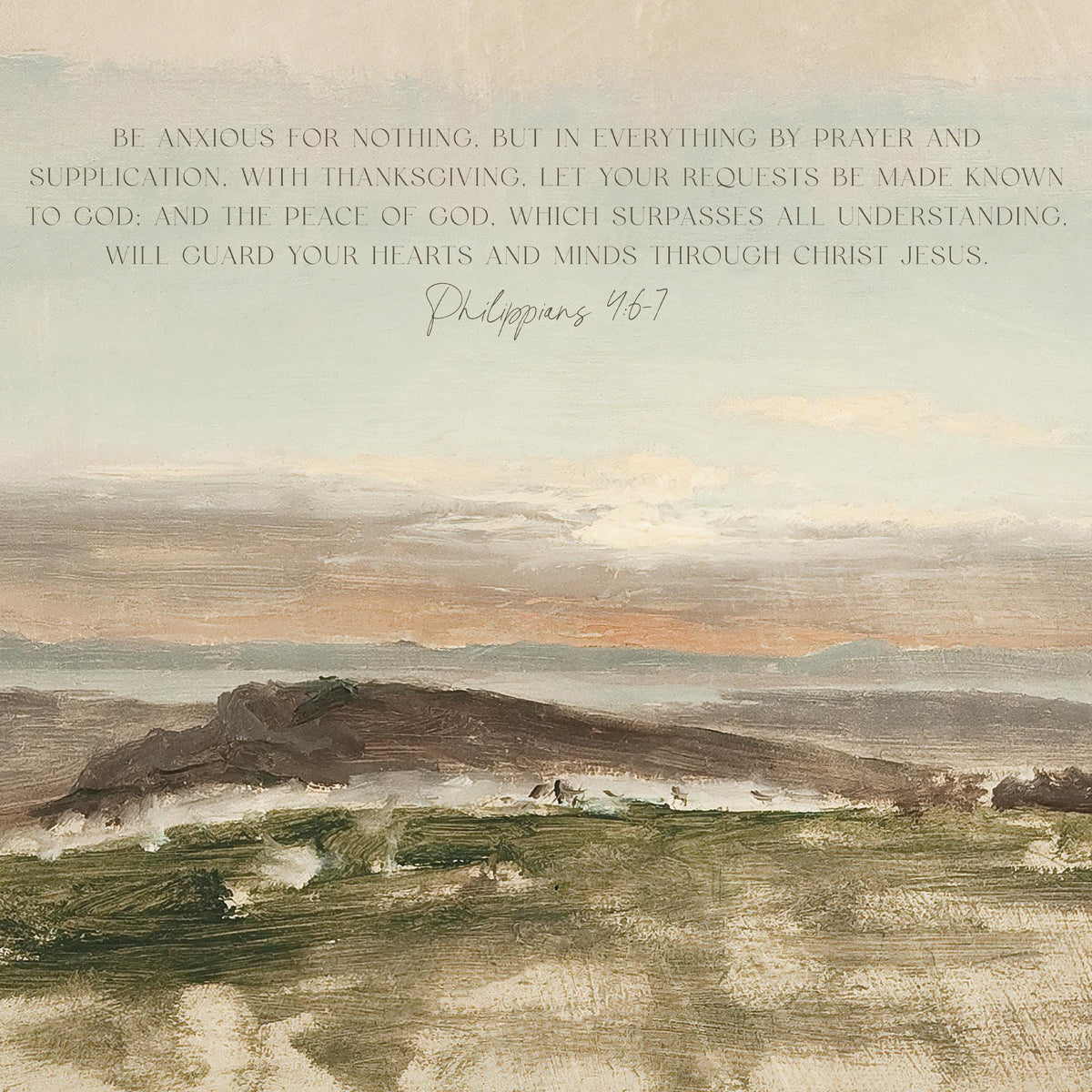 Bible Verse Canvas | Philippians 4:6-7 Wall Art | Christian Landscape Decor | T95