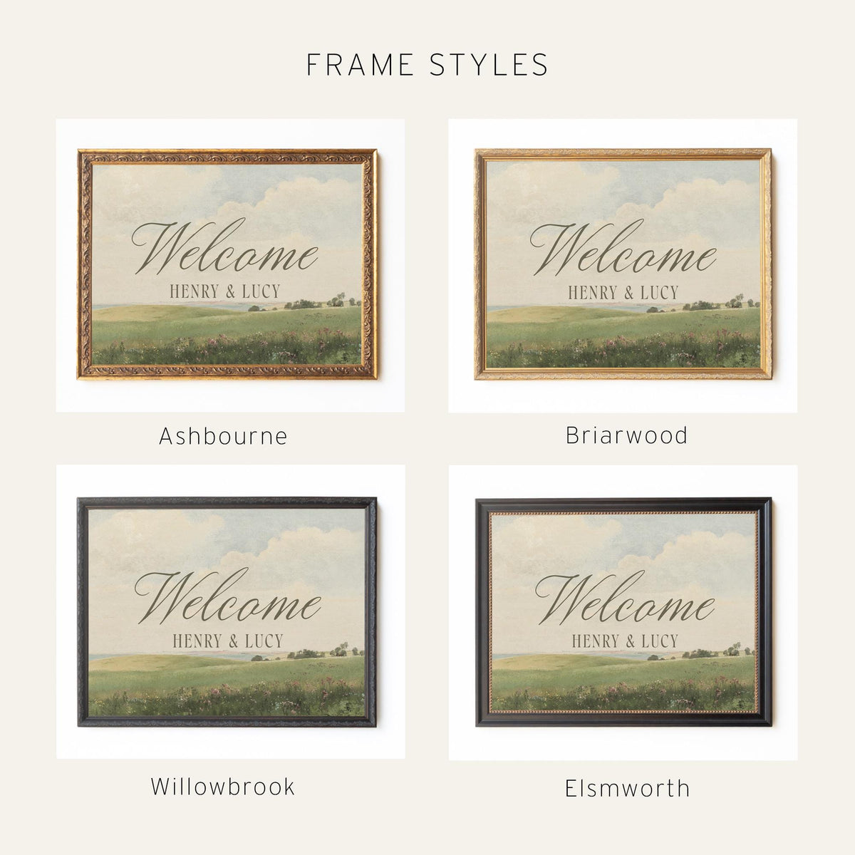 Wedding Welcome Sign | Vintage Landscape Canvas | Personalized Last Name & Date | N152