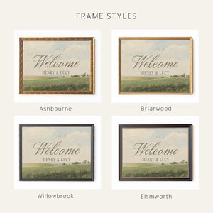 Wedding Welcome Sign | Vintage Landscape Canvas | Personalized Last Name & Date | N152